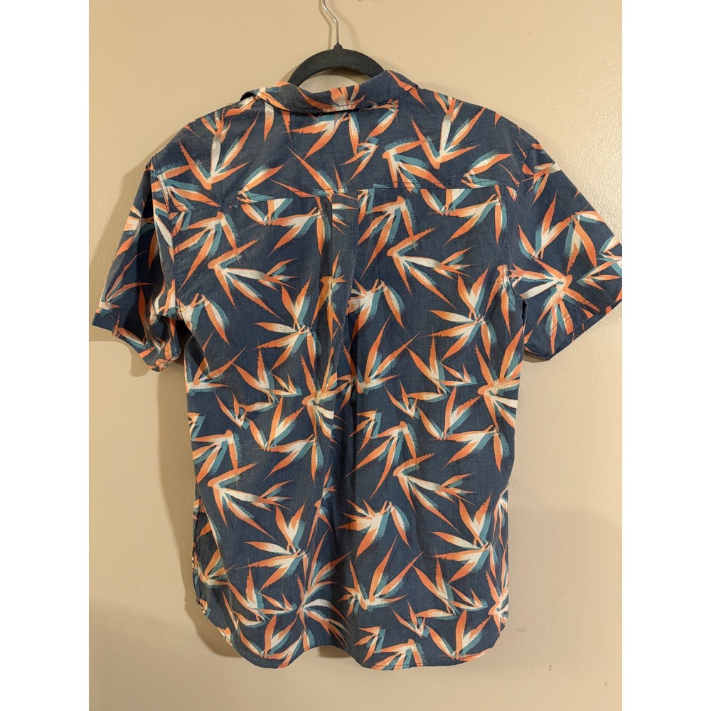 ONeill Men's Short Sleeve Button Up Shirt Tropical Leaf Print Blue Orange Size M - Picture 4 of 4
